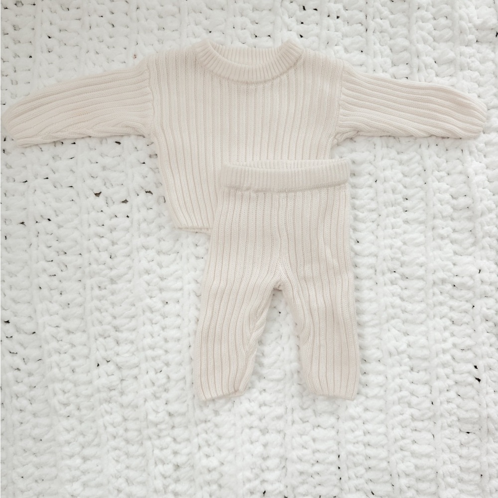 White Knit Sweater & Pant Newborn Set